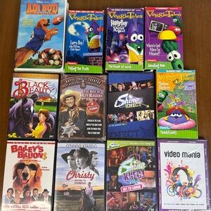12 Religious & Kids Videos - Four - Veggie Tales VHS & 1 VHS & 6 DVDs